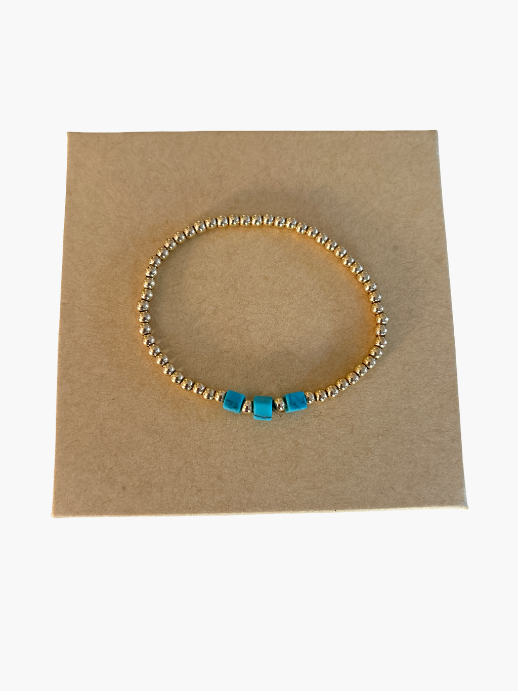 Minimalist 3mm 14k gold filled with turquoise accent beads