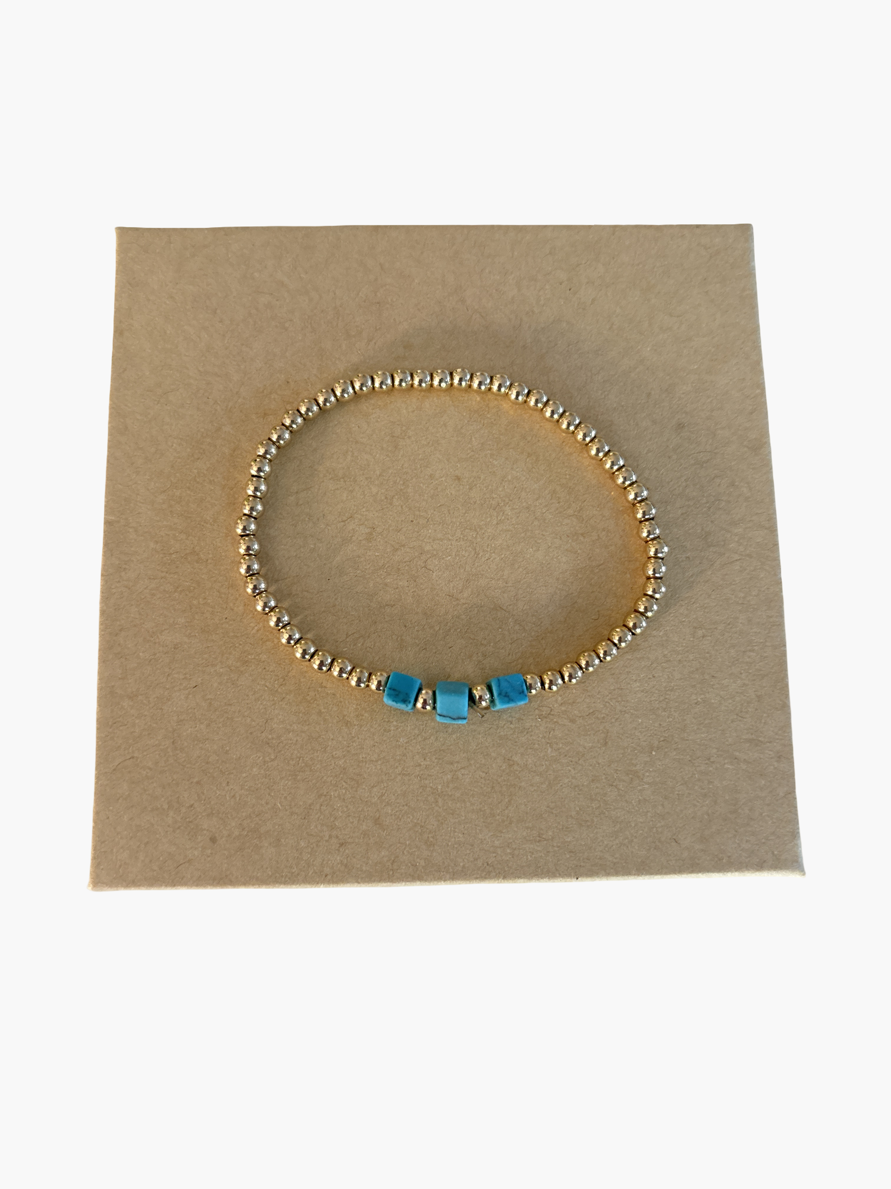 Minimalist 3mm 14k gold filled with turquoise accent beads