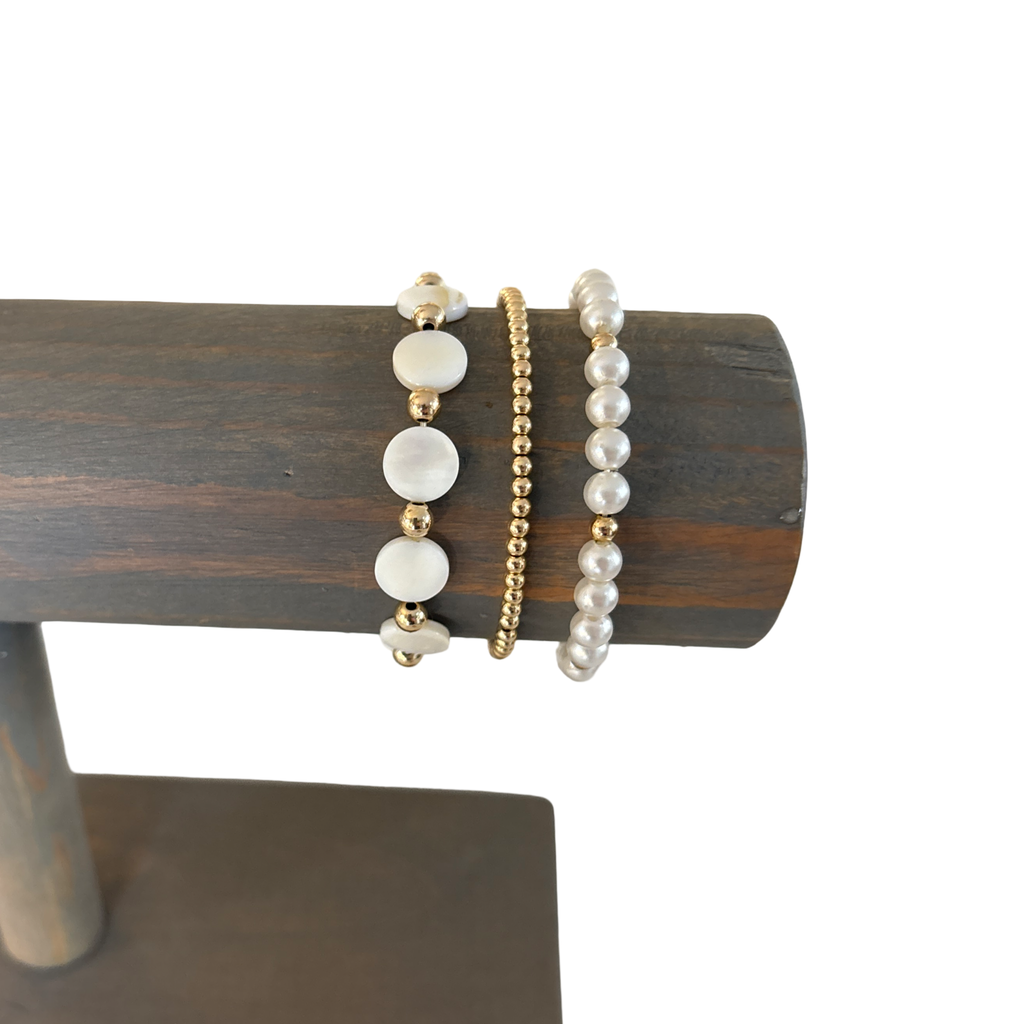 Statement 12mm white round shell bead accent 5mm gold filled beads