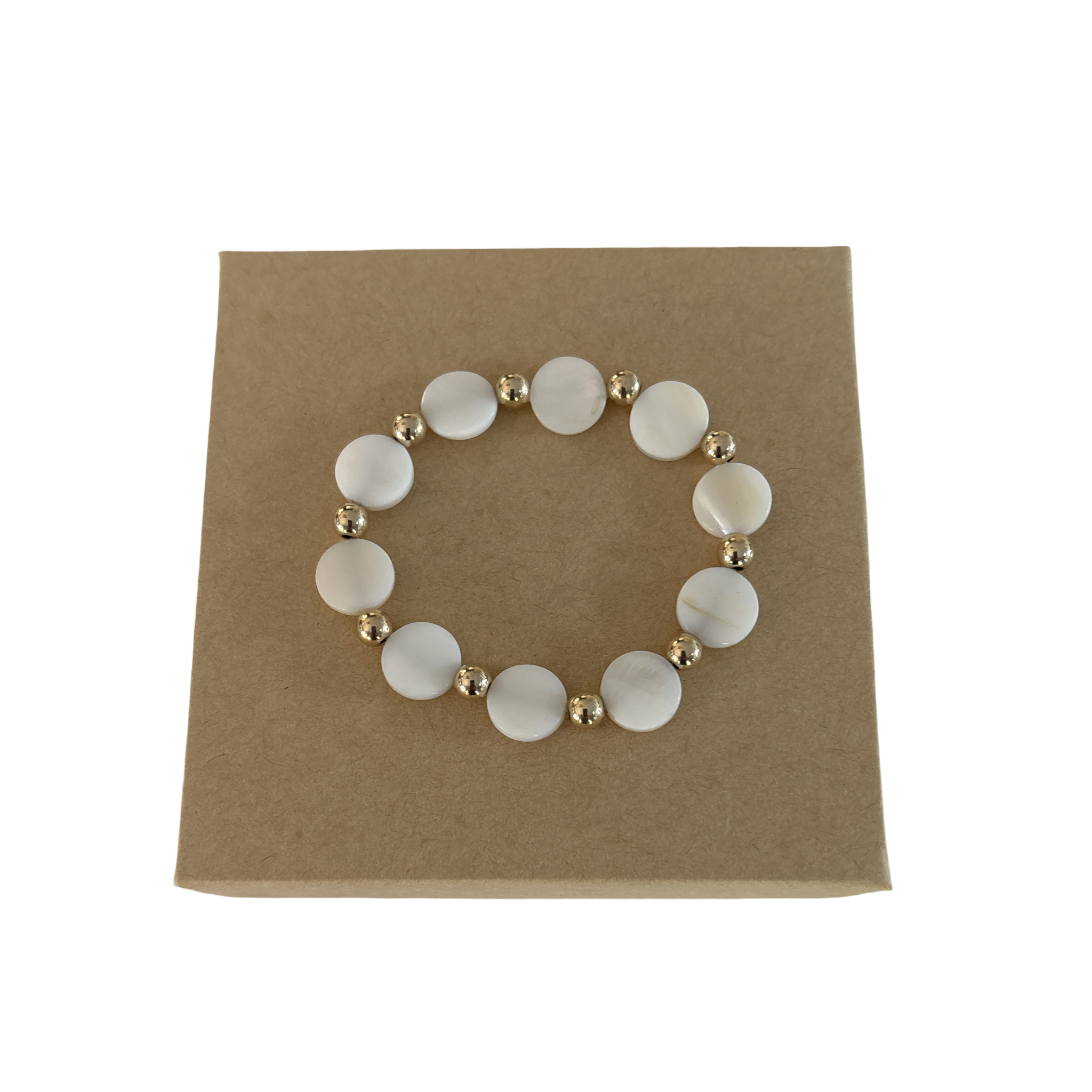 Statement 12mm white round shell bead accent 5mm gold filled beads