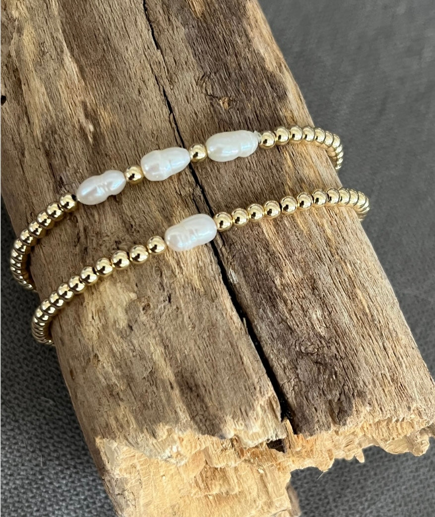 Timeless 3mm bracelet with baroque pearls