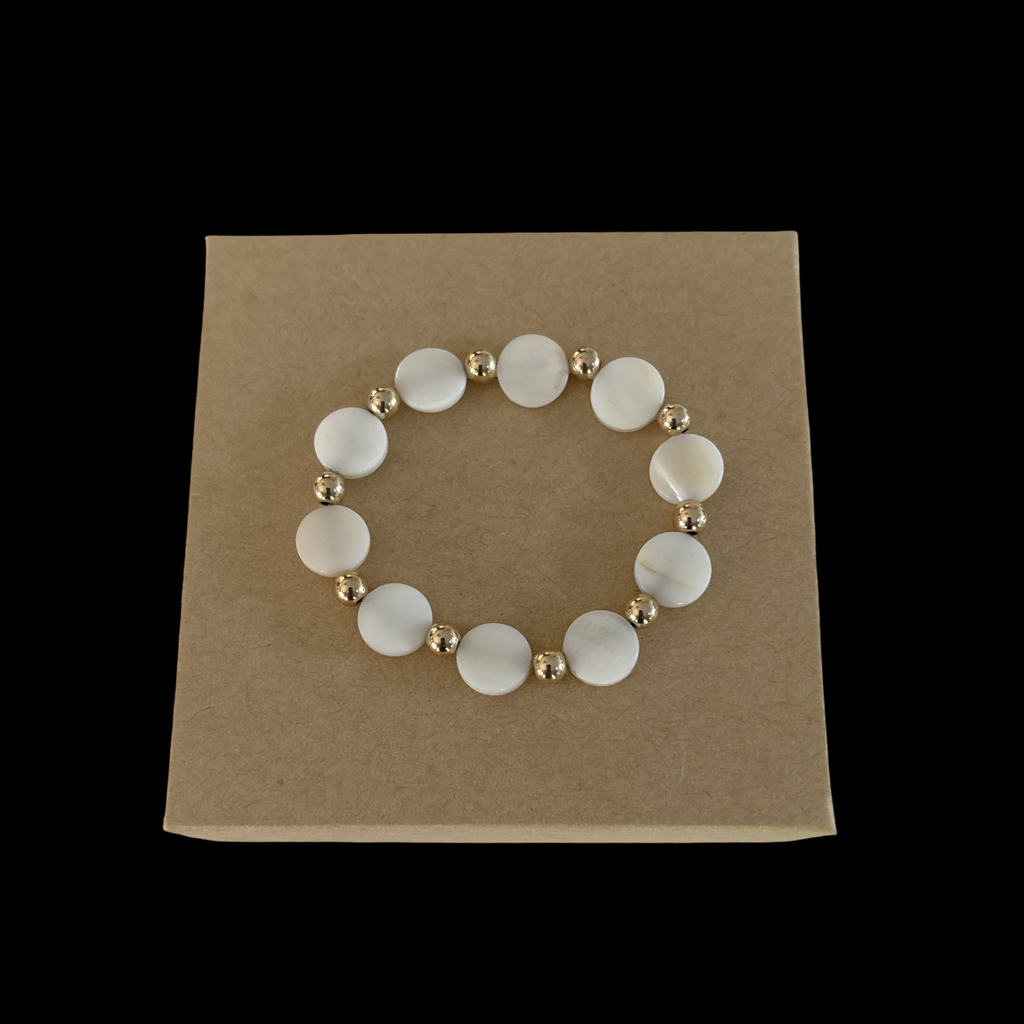 Statement 12mm white round shell bead accent 5mm gold filled beads