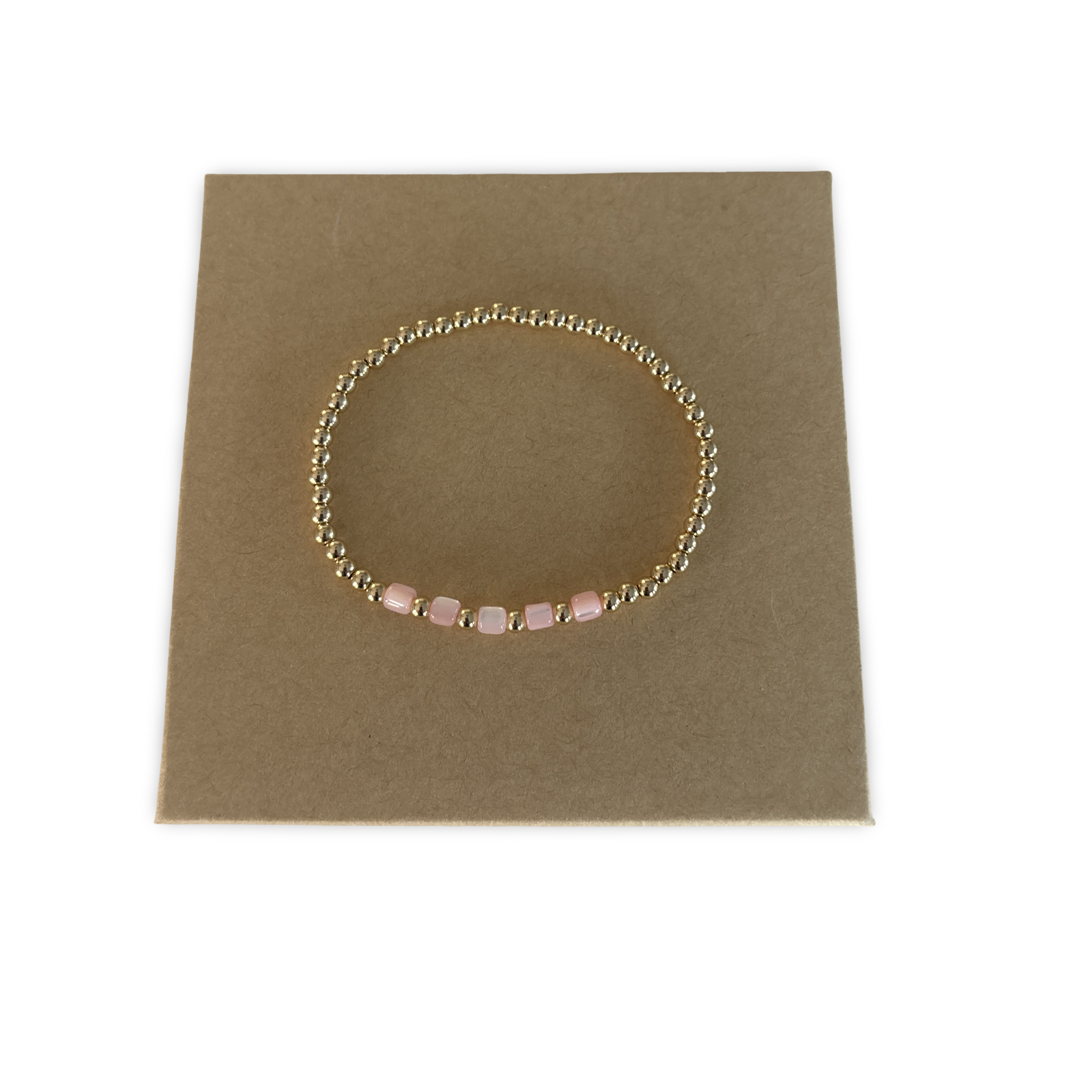 Minimalist  3mm beaded bracelet with cotton candy cylinder beads