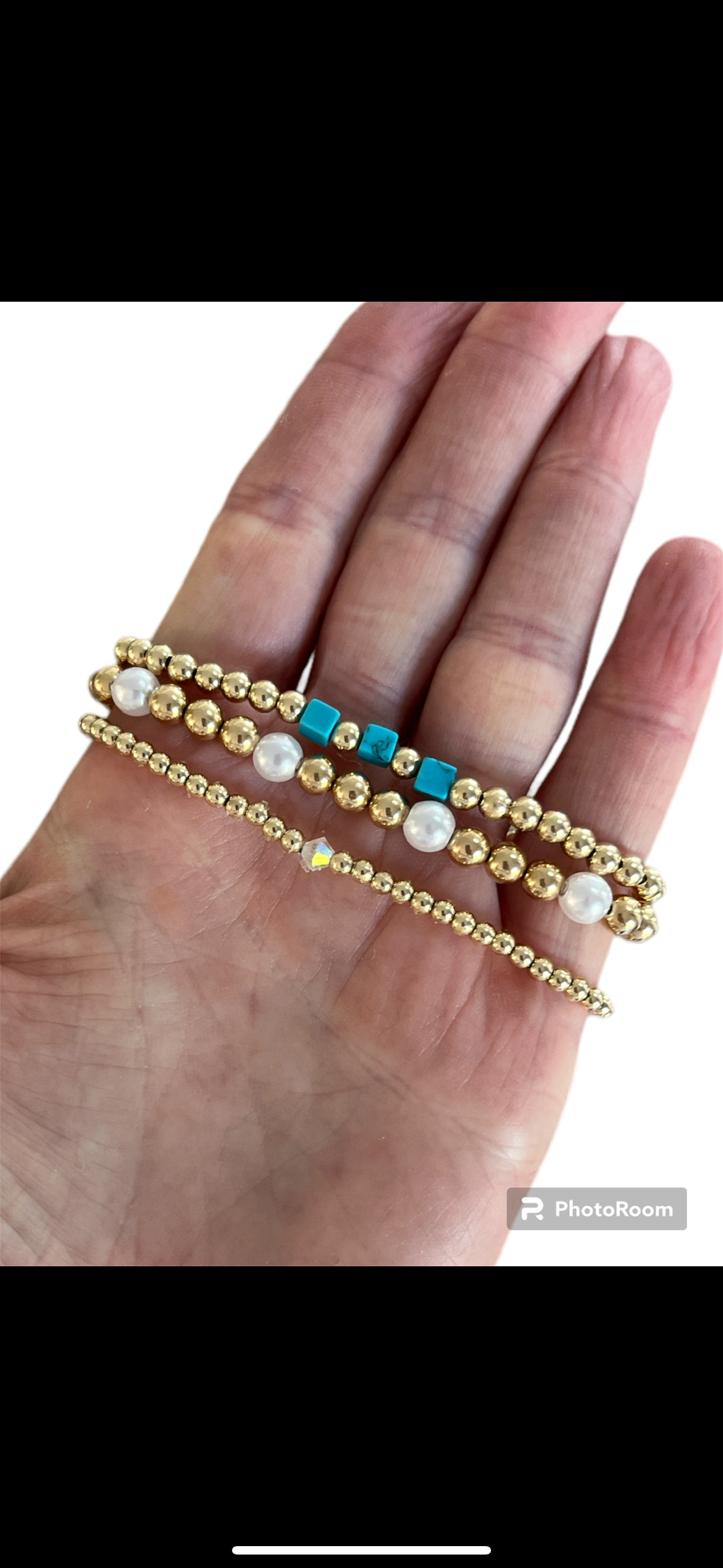 Minimalist 3mm 14k gold filled with turquoise accent beads