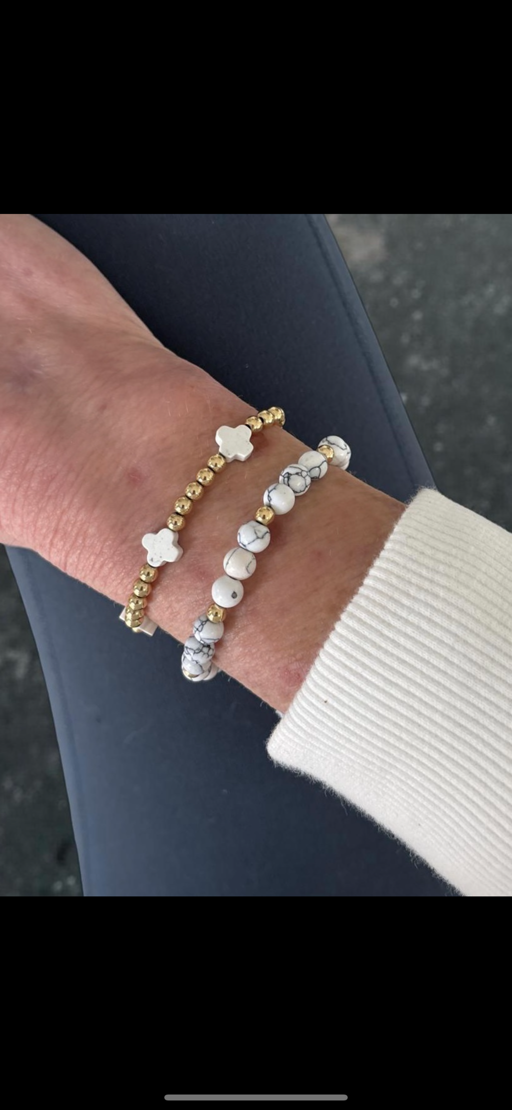 Minimalist 4mm 14k gold filled with white cross accent beads