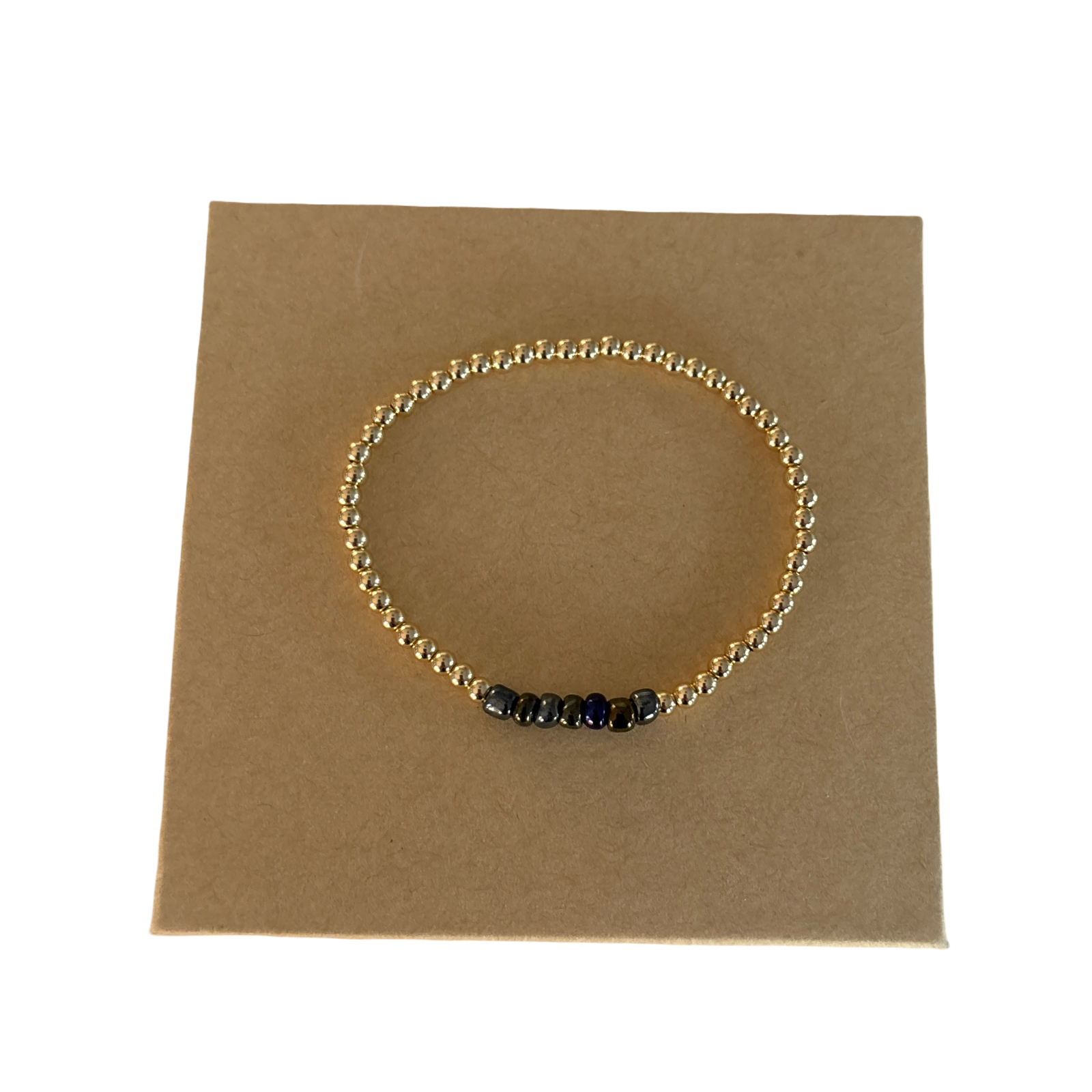 Minimalist 3mm beaded bracelet with glossy onyx beads