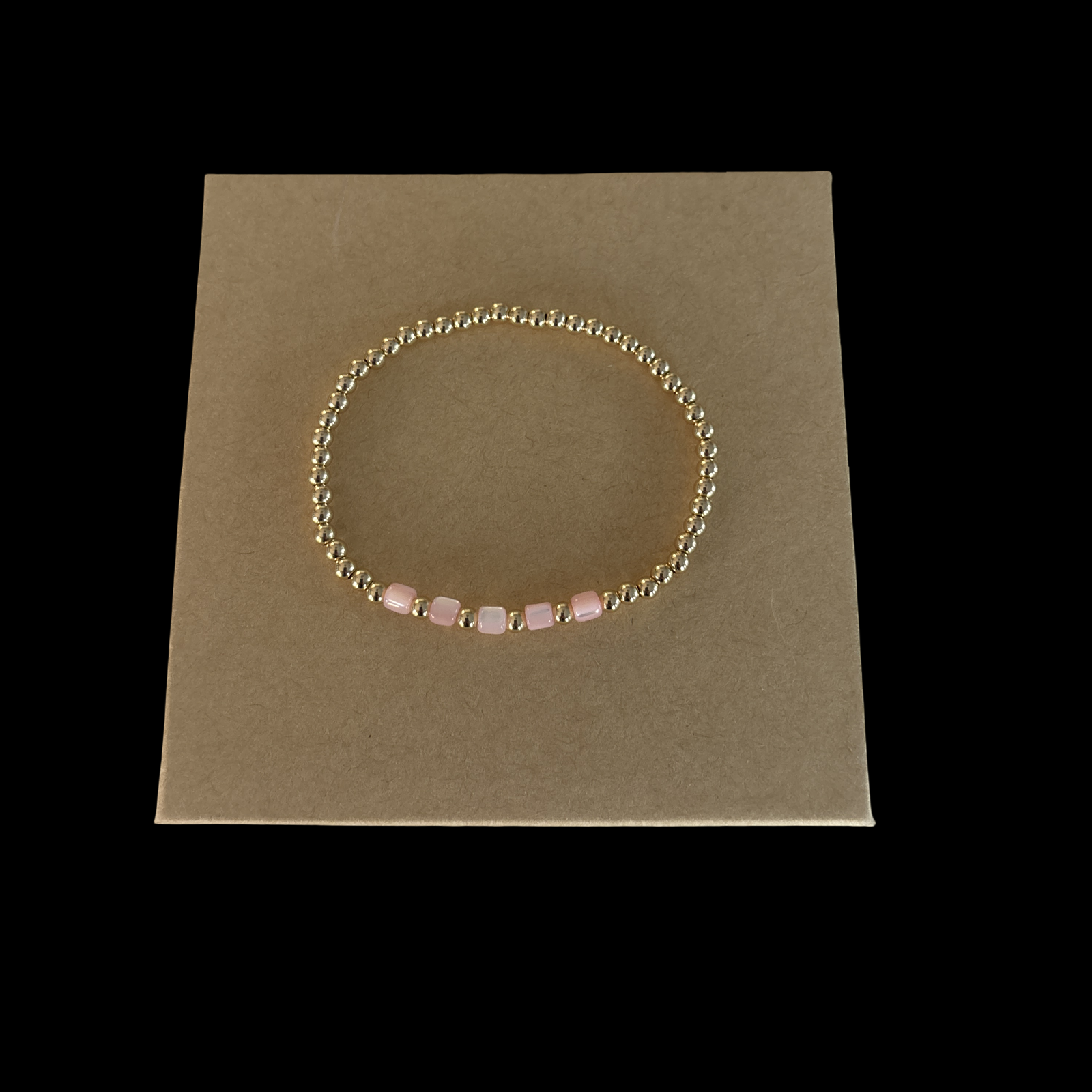 Minimalist  3mm beaded bracelet with cotton candy cylinder beads
