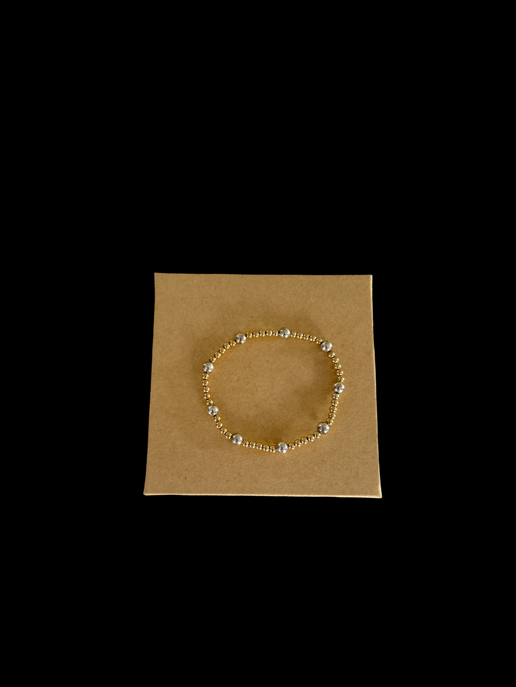 Mixed metals 3mm 14k gold filled beaded bracelet with 5mm sterling silver accent beads