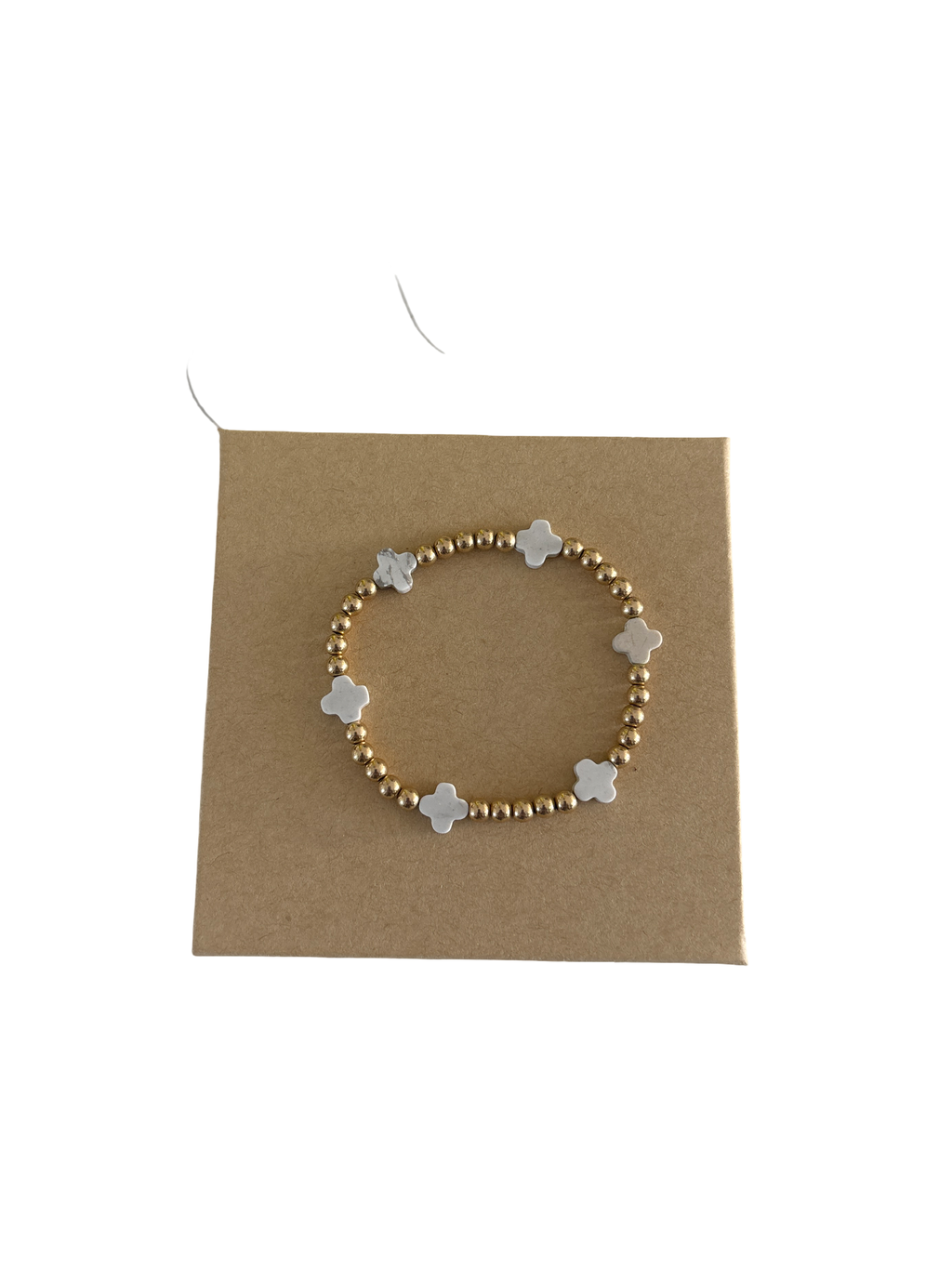 Minimalist 4mm 14k gold filled with white cross accent beads