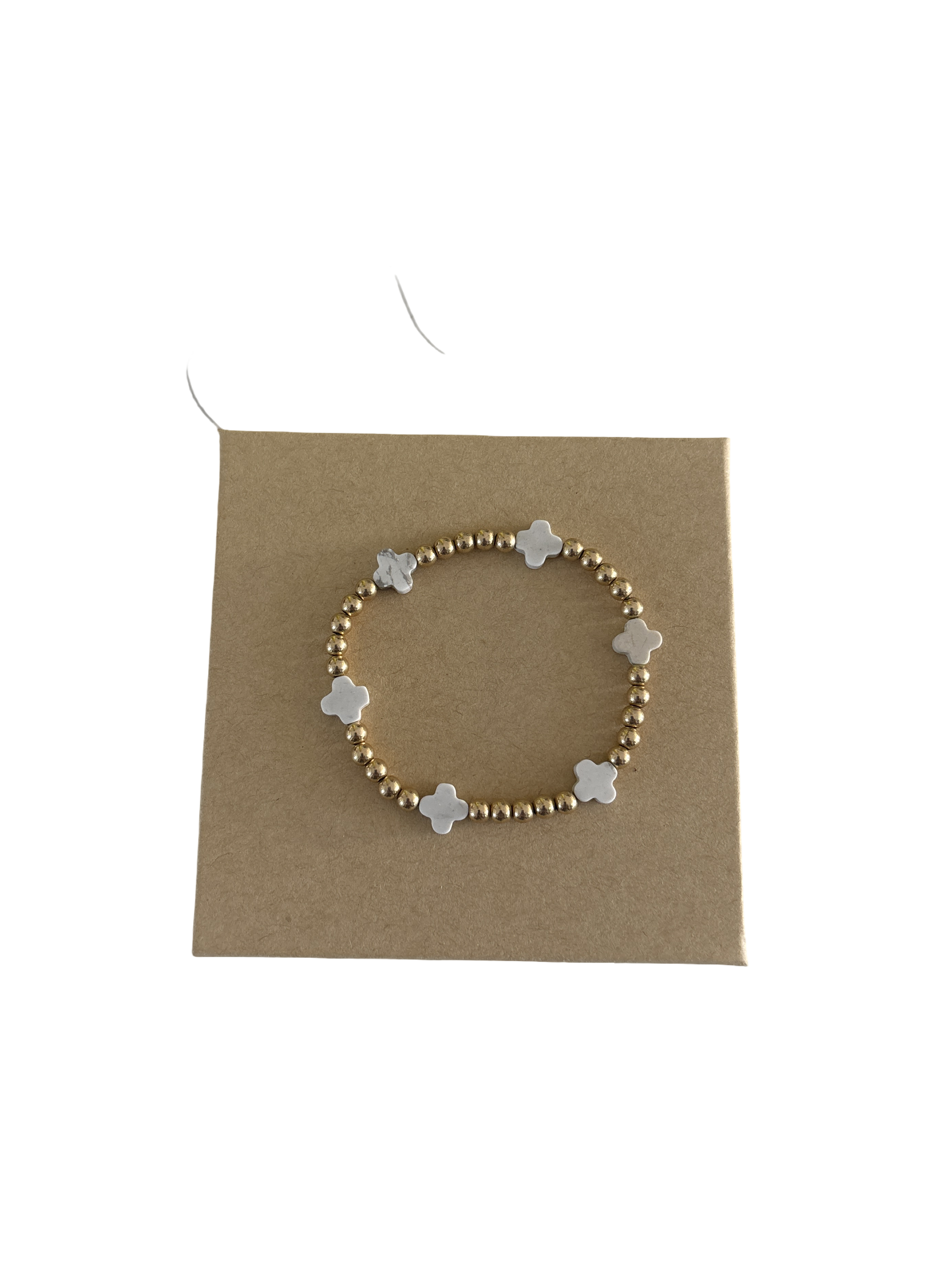 Minimalist 4mm 14k gold filled with white cross accent beads