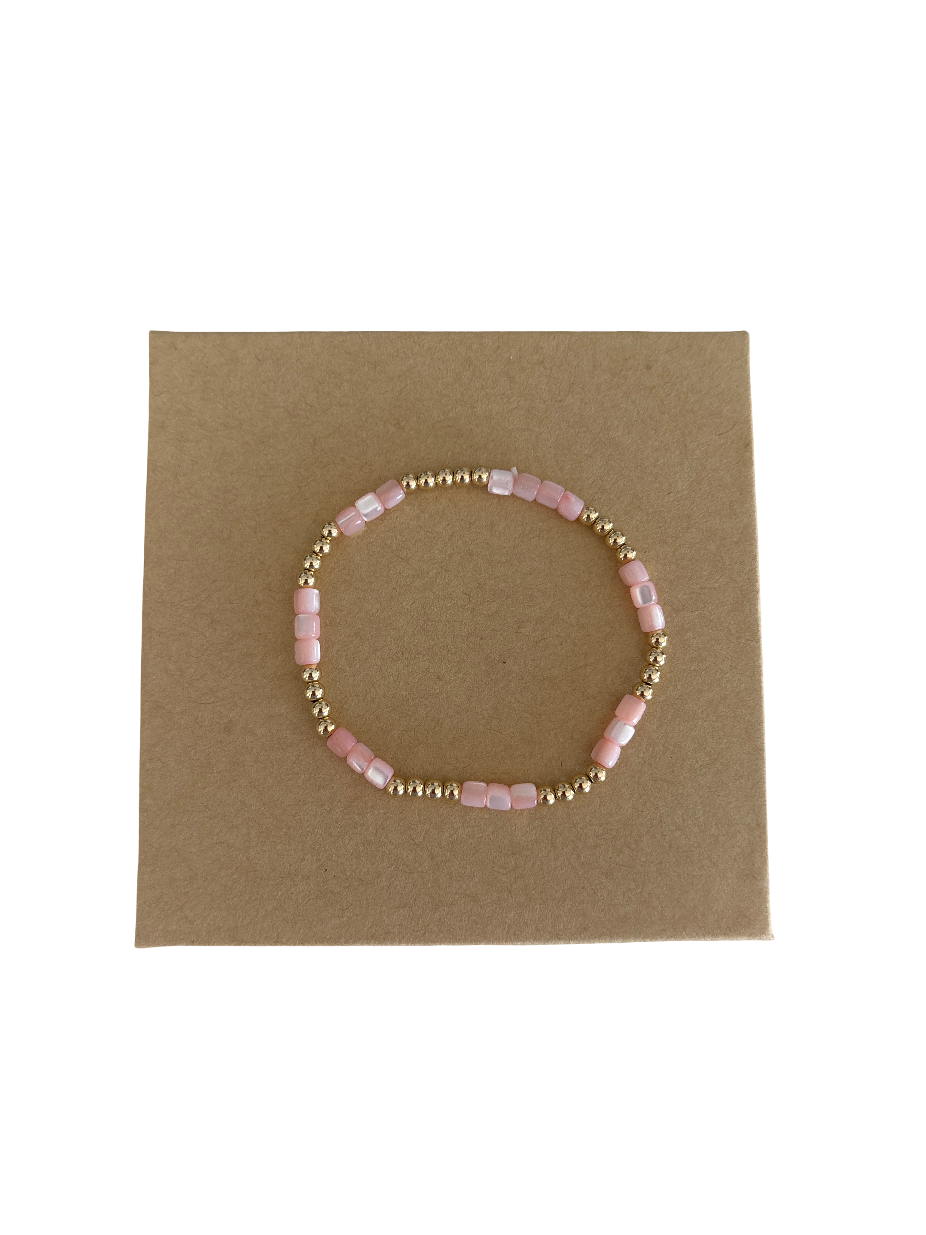 Minimalist  3mm Cotton Candy Cylinder beads with 3mm Gold Accent