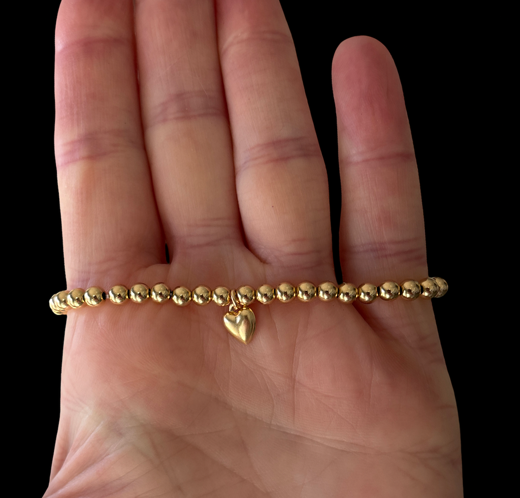 Timeless 4mm Gold with Gold Heart Charm