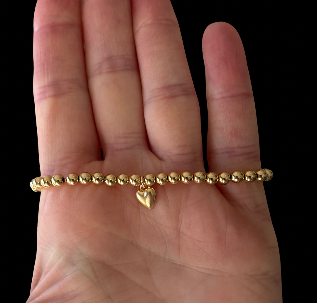 Timeless 4mm Gold with Gold Heart Charm