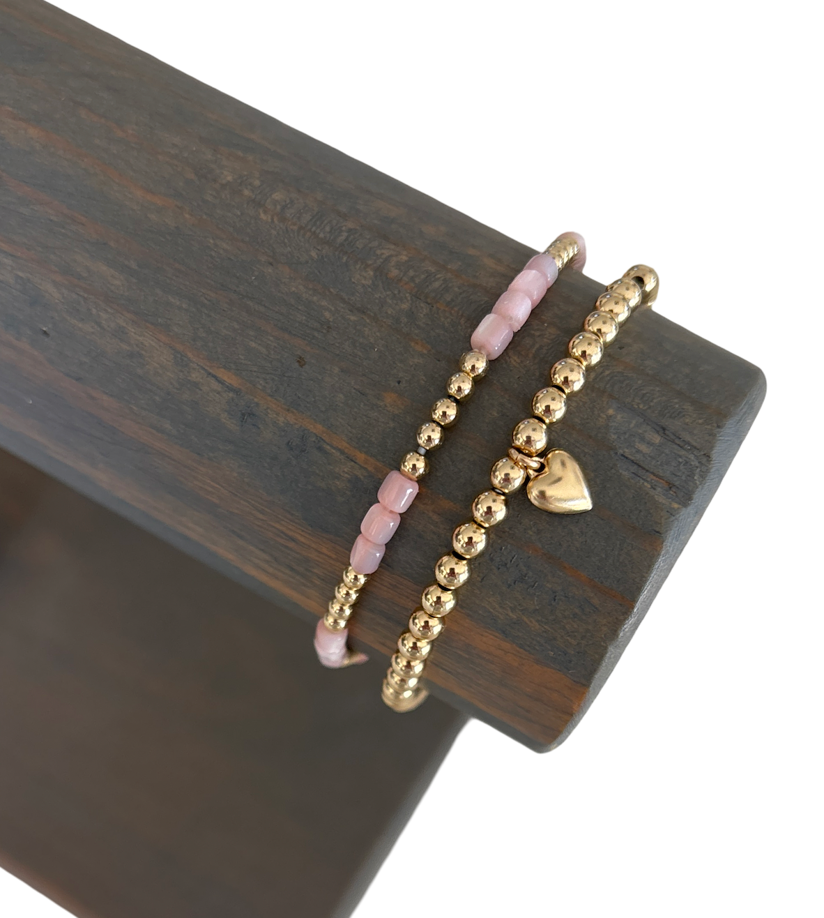 Minimalist  3mm Cotton Candy Cylinder beads with 3mm Gold Accent