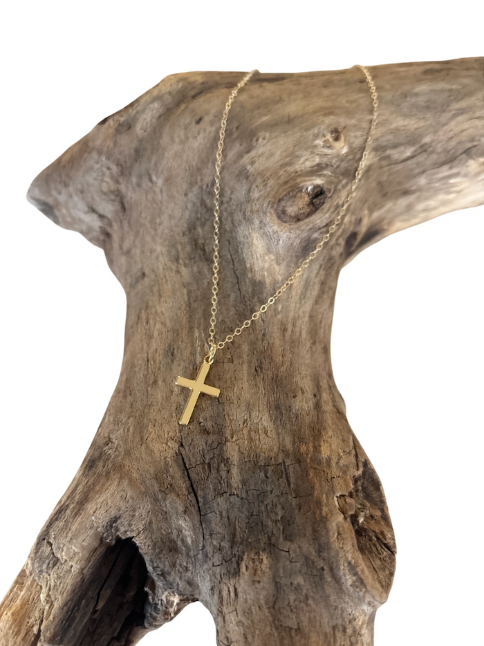 Minimalist 16"-18" Adjustable 14k Gold Filled Cross Necklace