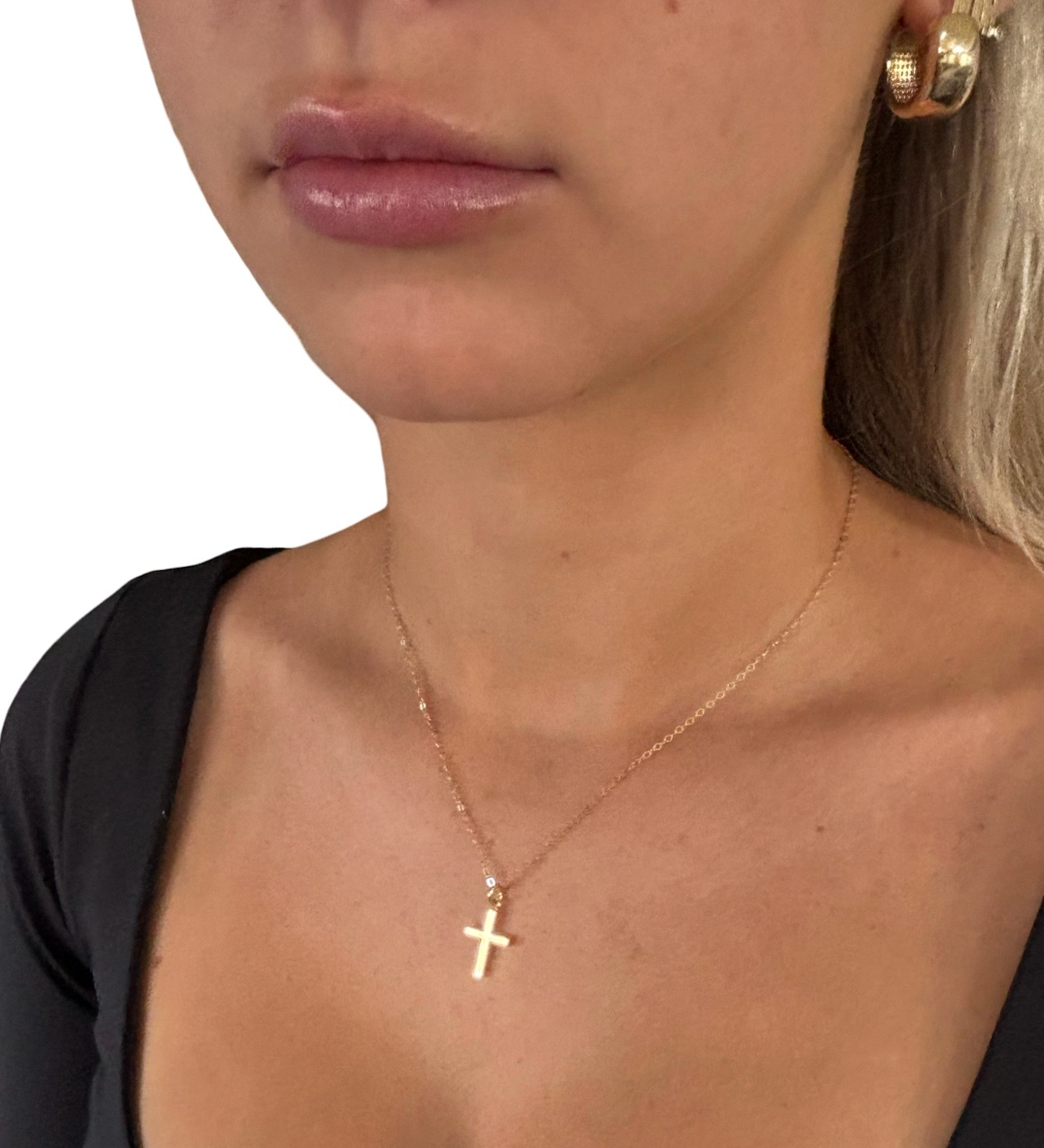 Minimalist 16"-18" Adjustable 14k Gold Filled Cross Necklace