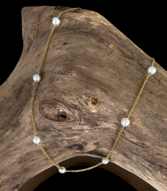 Minimalist 14"-16" 14k Gold Filled Adjustable Choker Necklace with Pearl Accents