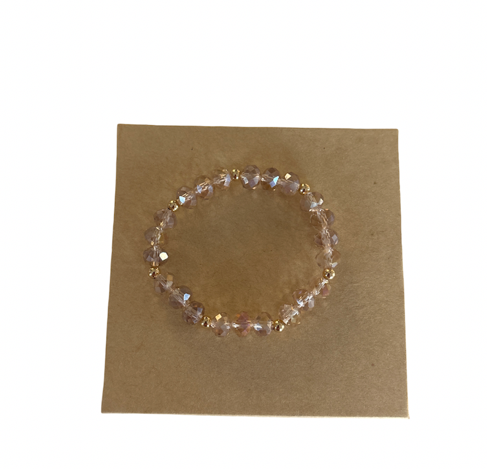 Minimalist 8mm Rosé Crystal beads with 4mm Gold Accent