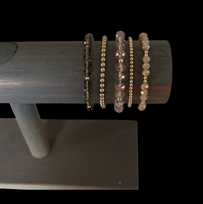 Minimalist 8mm Rosé Crystal beads with 4mm Gold Accent