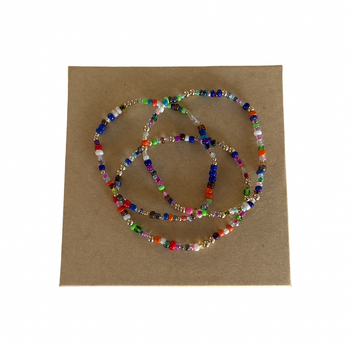 Minimalist Better Together Bundle (x3) 3mm Rainbow Seed beads with 2mm Gold Accent